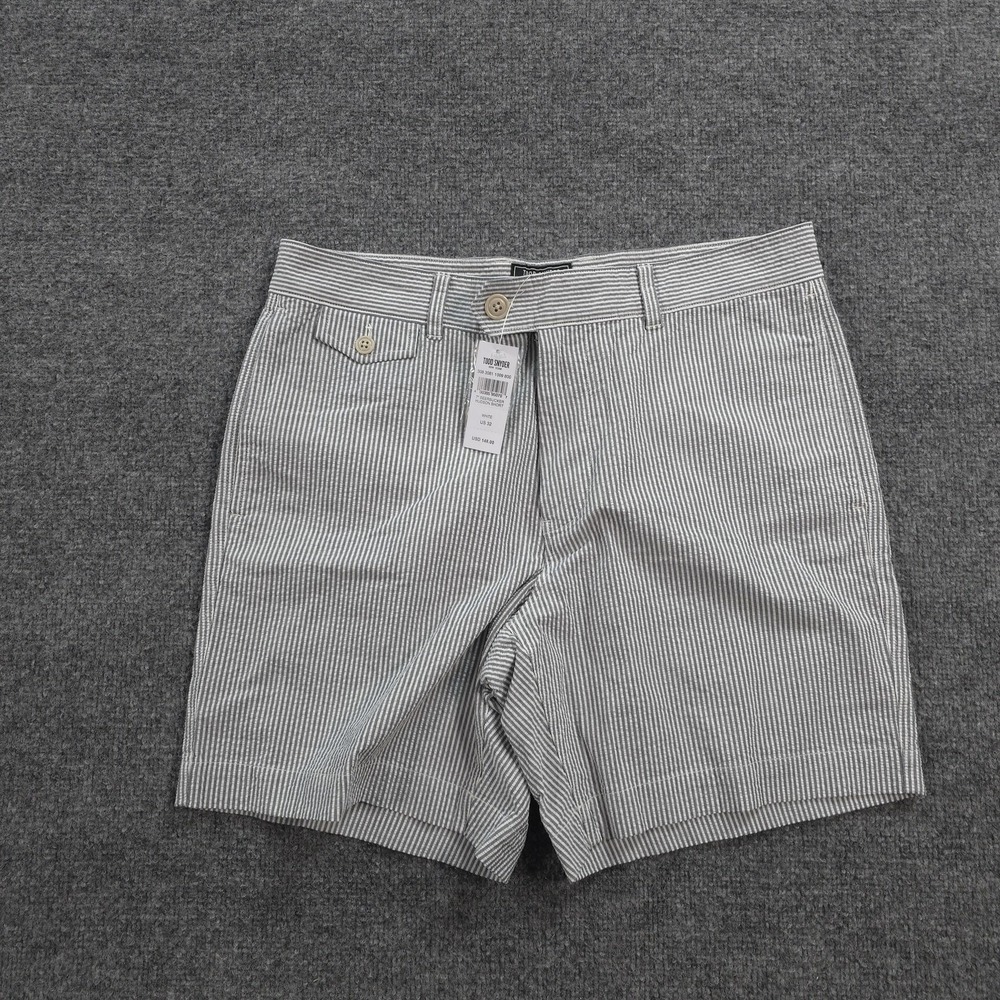 Todd Snyder Shorts Mens 32 White Seersucker Hudson 7in Chino Casual Summer NEW